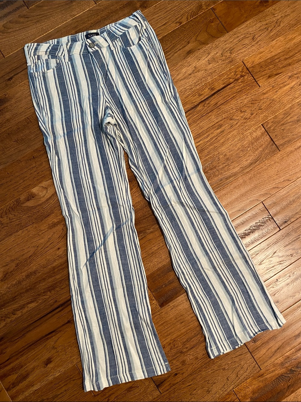 NYDJ Blue and White Striped Casual Pants